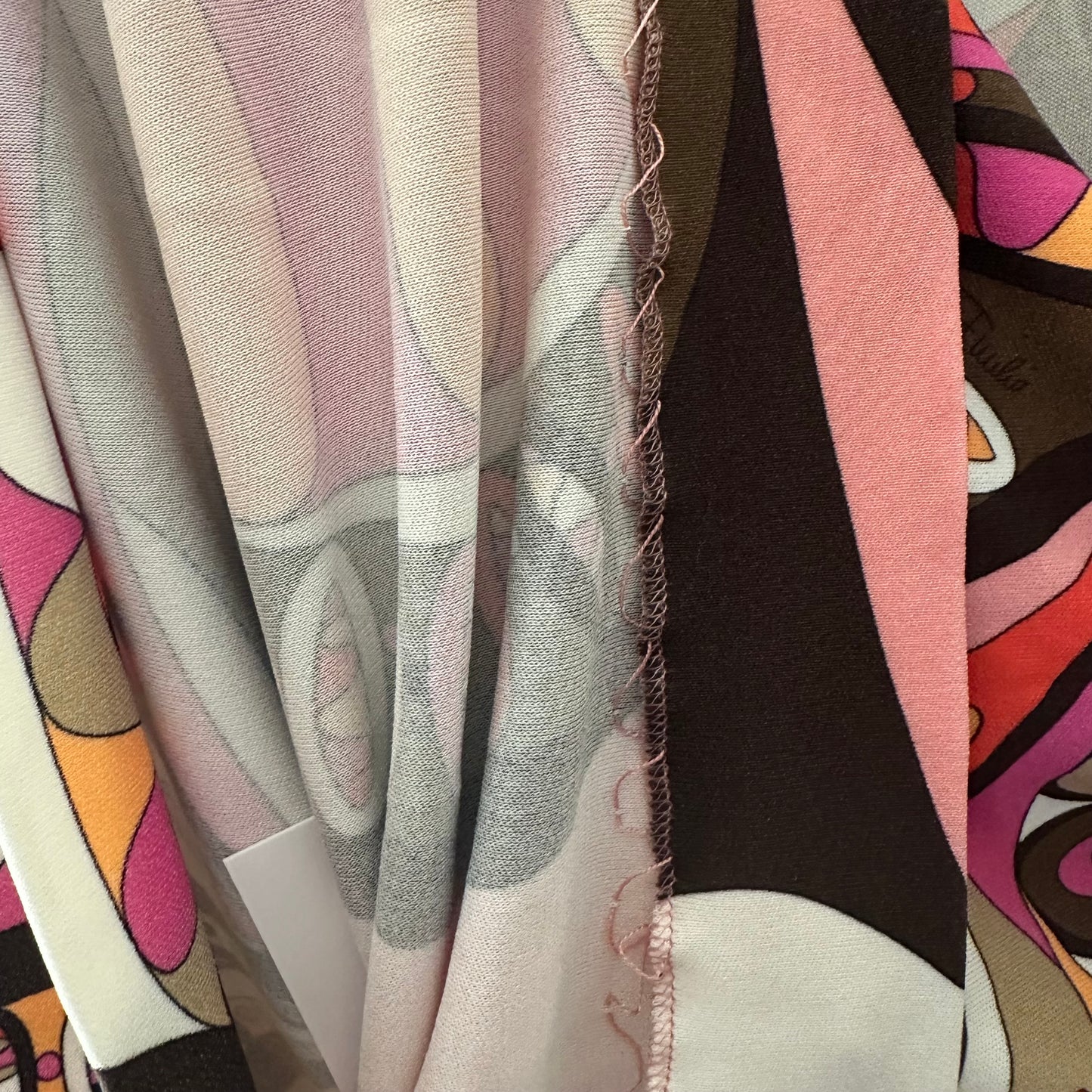 Emilio Pucci Pink & Brown Printed Straight Neckline Tank Top