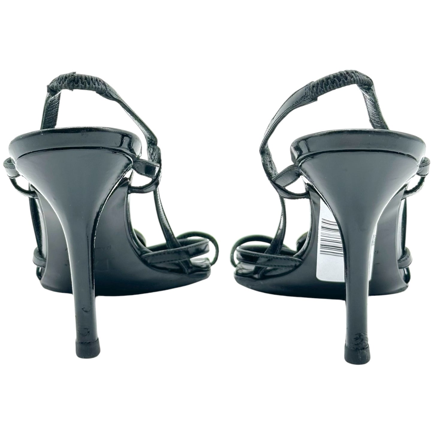 Christian Dior Black Strappy Logo Charm Sandal Heels