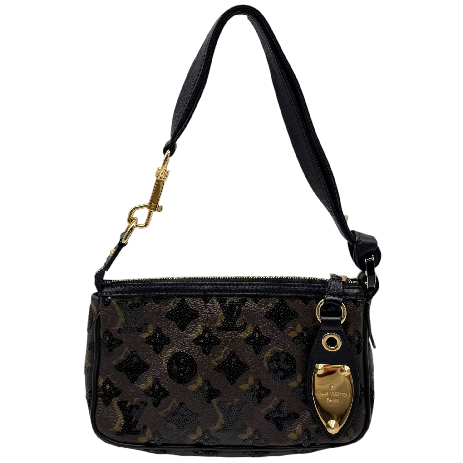 Louis Vuitton Pochette Bag Monogram Sequin Dark Brown