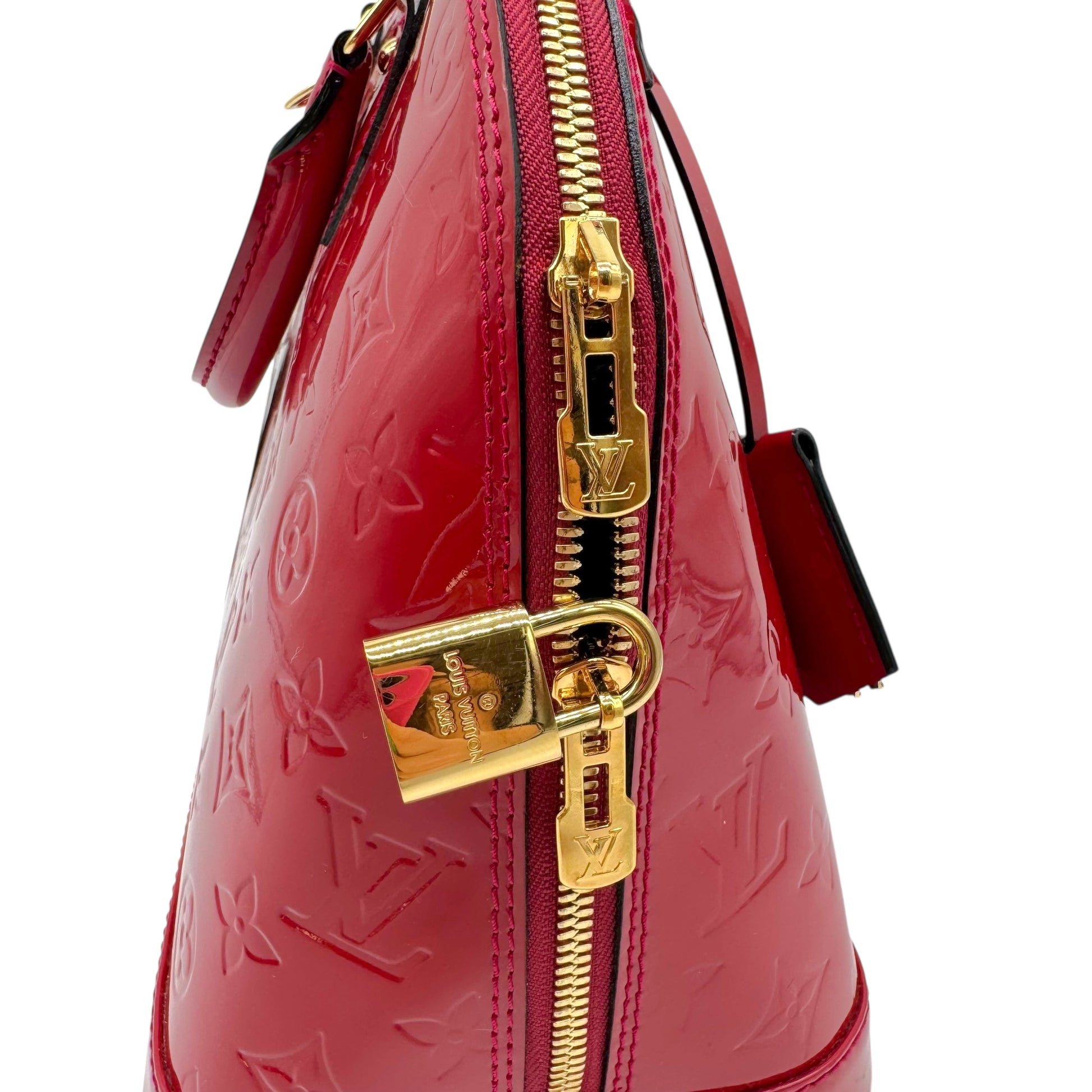 Louis Vuitton Red Veris Patent Monogram Alma PM Bag - Outfit Repeater