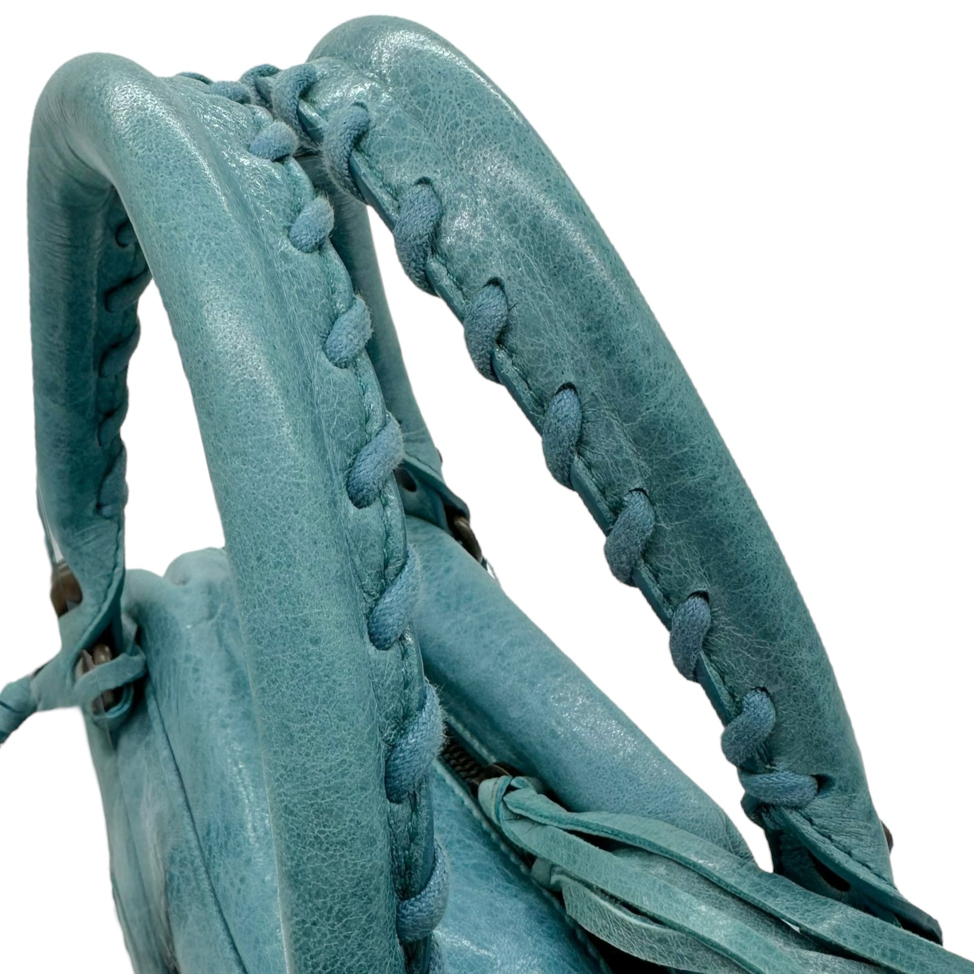 Balenciaga Blue Leather Twiggy City Bag - Outfit Repeater