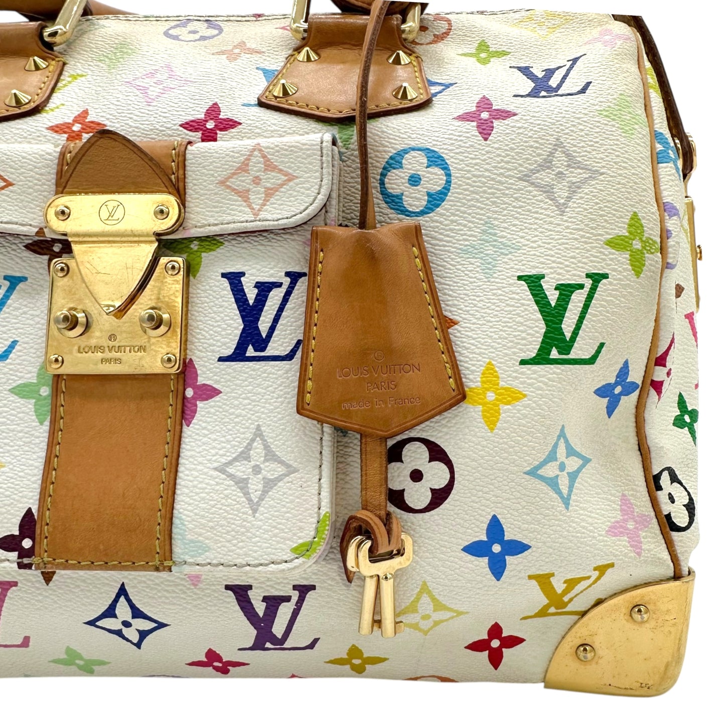 Louis Vuitton White Multicolor Monogram Speedy 30 Bag - Outfit Repeater