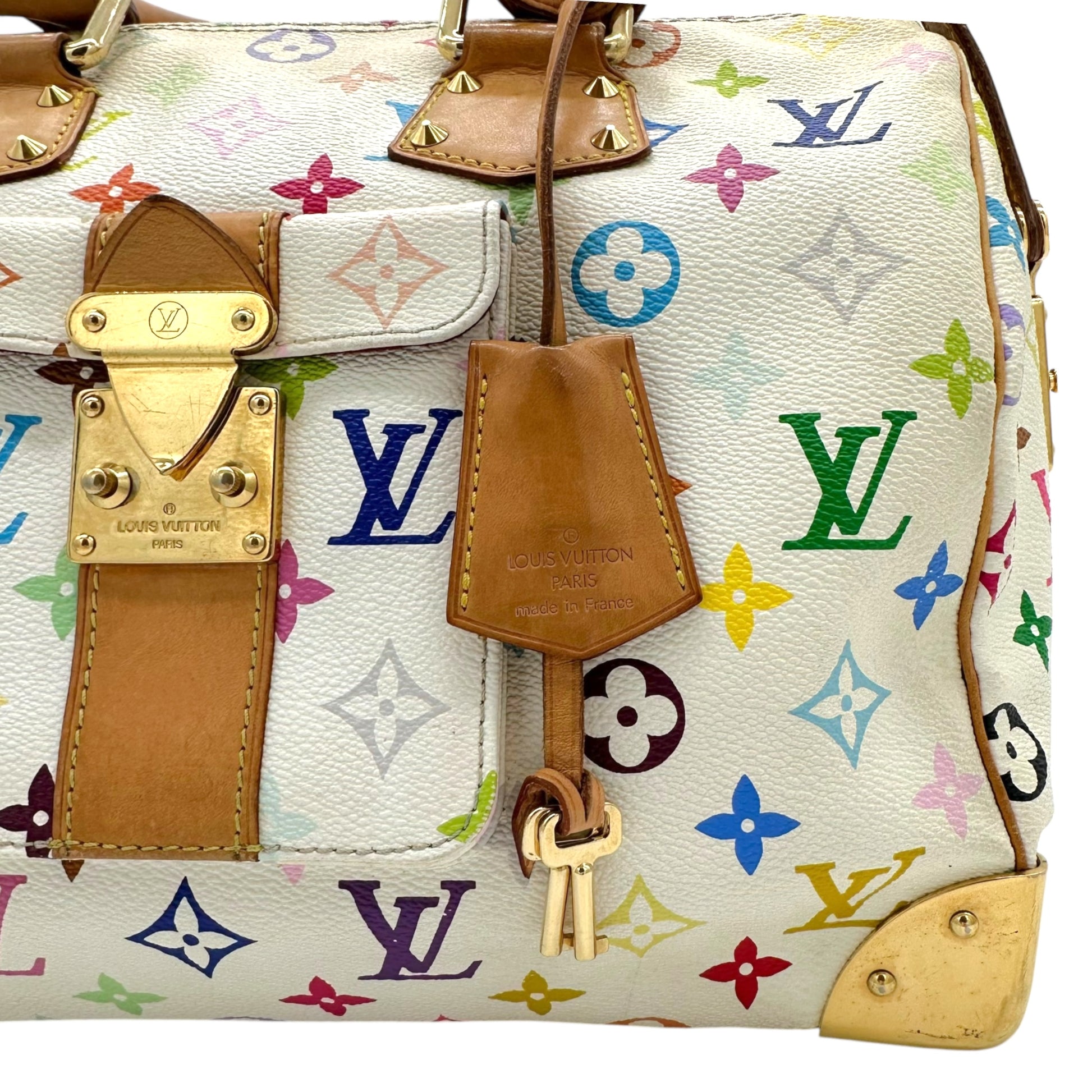 Louis Vuitton White Multicolor Monogram Speedy 30 Bag - Outfit Repeater