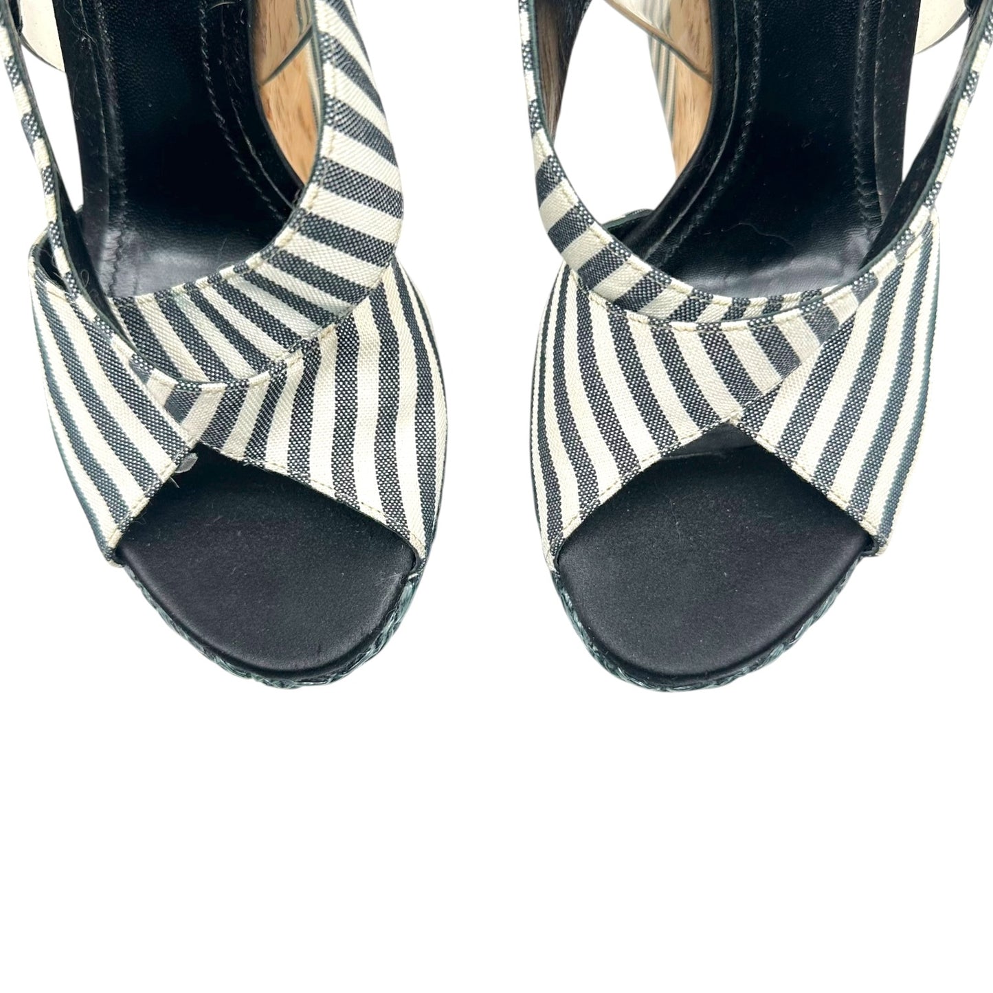 Dolce & Gabbana Navy Blue Striped & Cork Platform Wedges