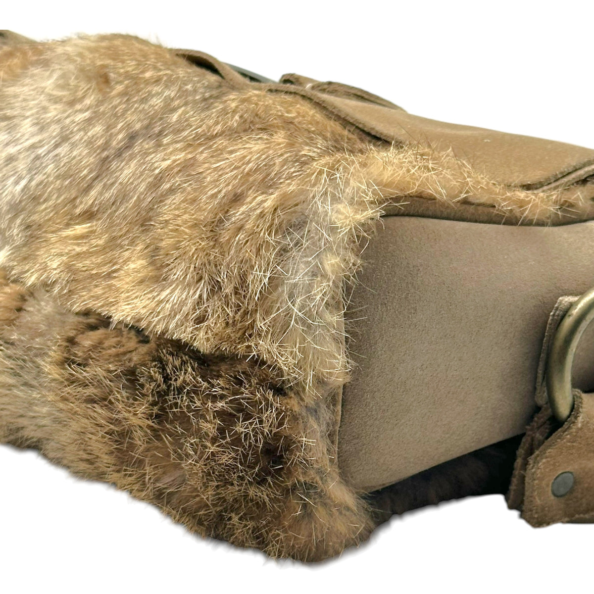 Dolce & Gabbana Rabbit Fur Suede Crossbody Bag