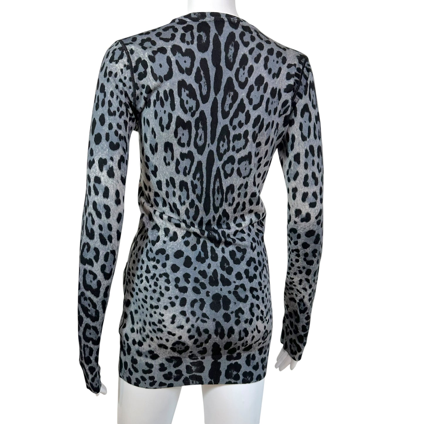 Dolce & Gabbana Gray Leopard Print Longline Cardigan
