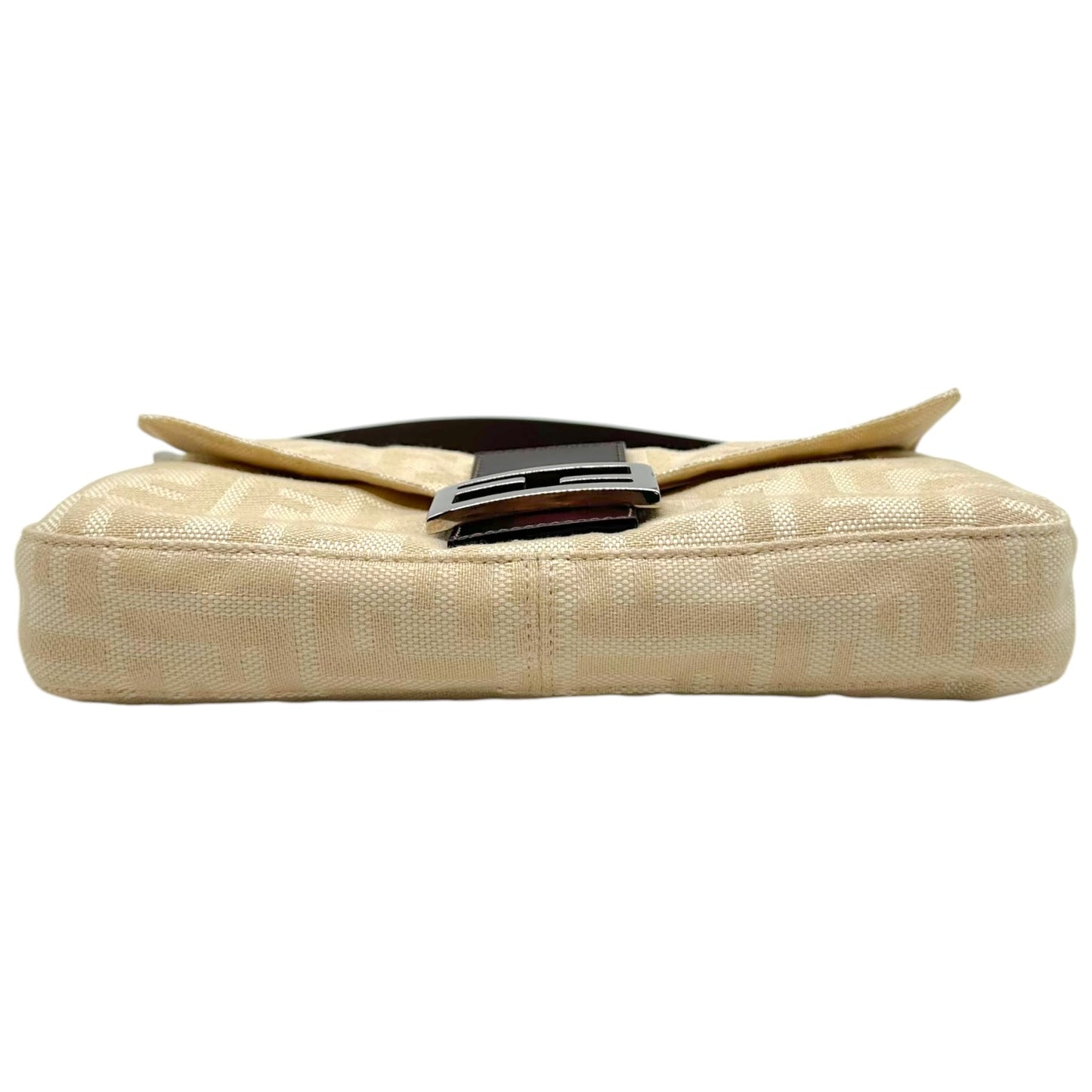 Fendi Ivory & Brown Zucca Monogram Classic Baguette Bag