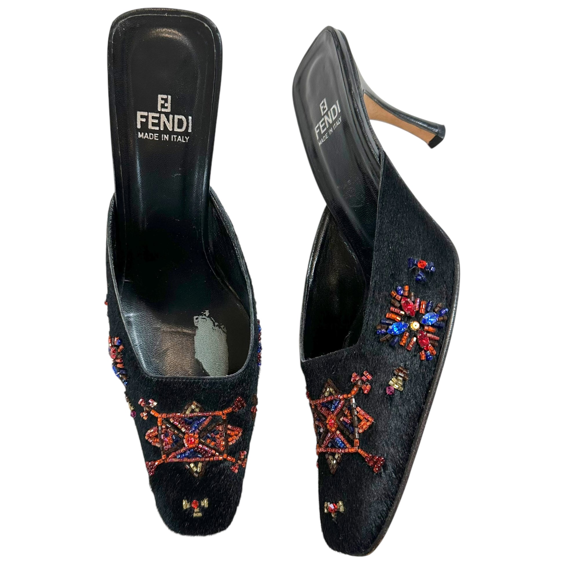Fendi Beaded Ponyhair Mule Heels - Outfit Repeater