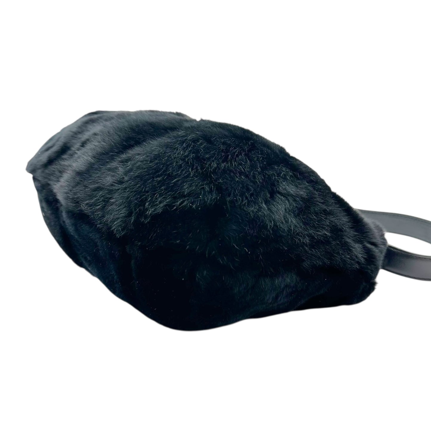 Courreges Black Rabbit Fur Shoulder Bag