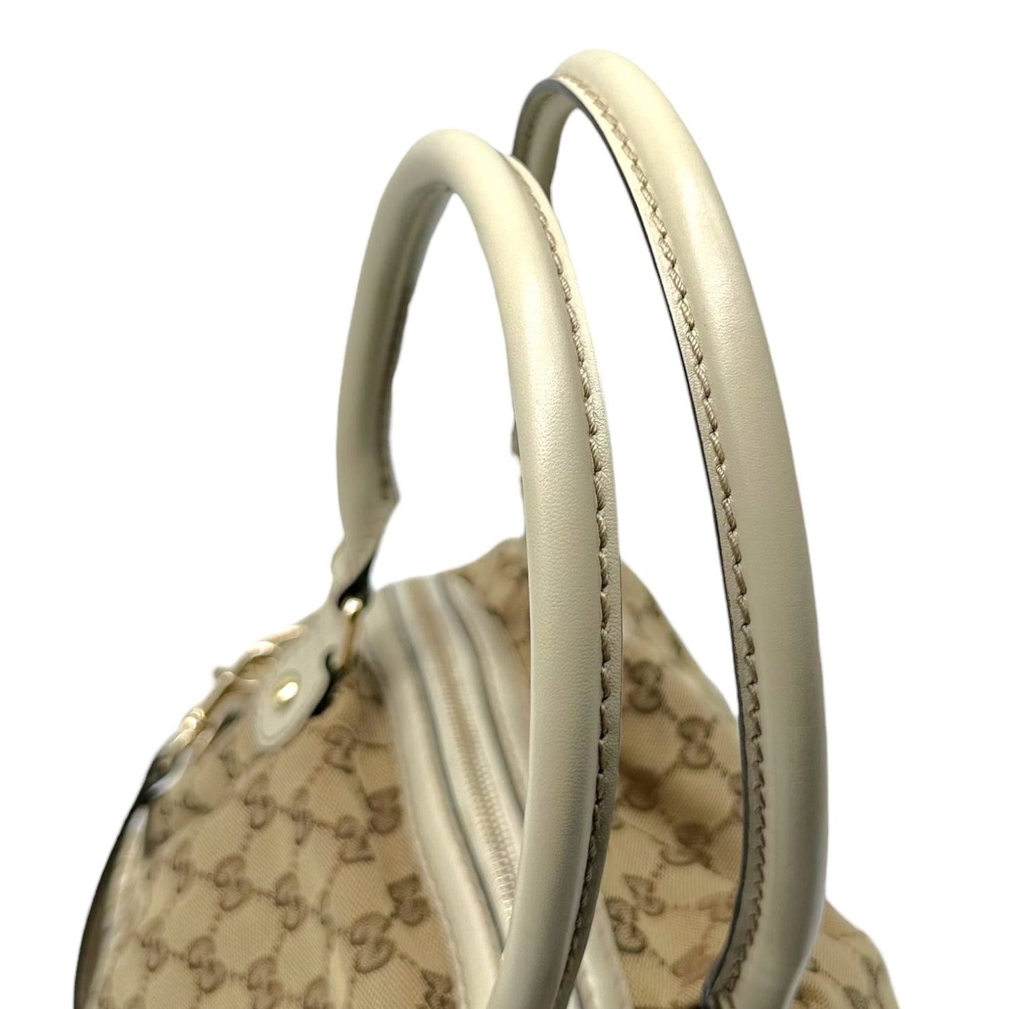 Gucci Tan Monogram & Ivory Leather Sukey 2-Way Bowler Bag