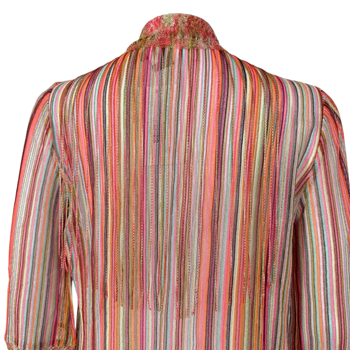 Missoni Pink Multicolor Pink Fringe Trim Sheer Cardigan