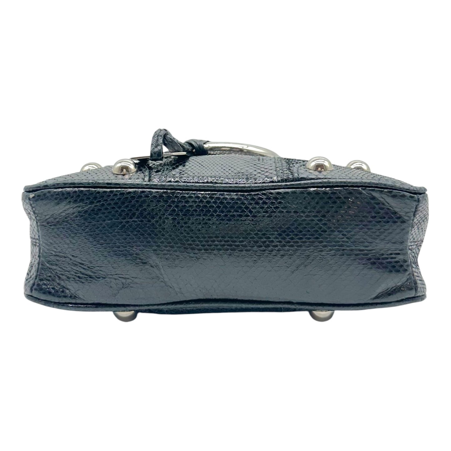 Dolce & Gabbana Black Snakeskin Studded Top Handle Bag