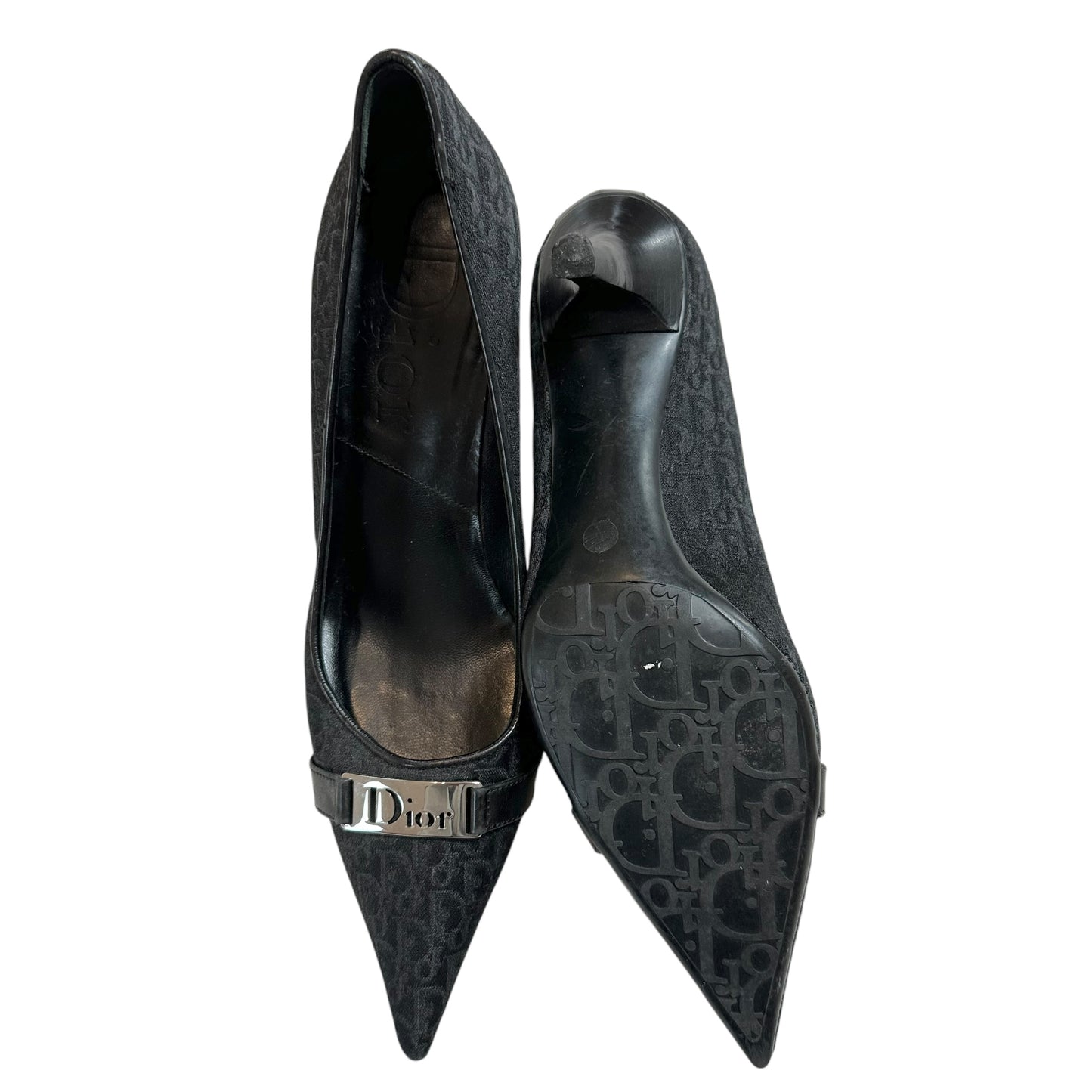 Christian Dior Black Monogram Heels Pointed Toe Stiletto