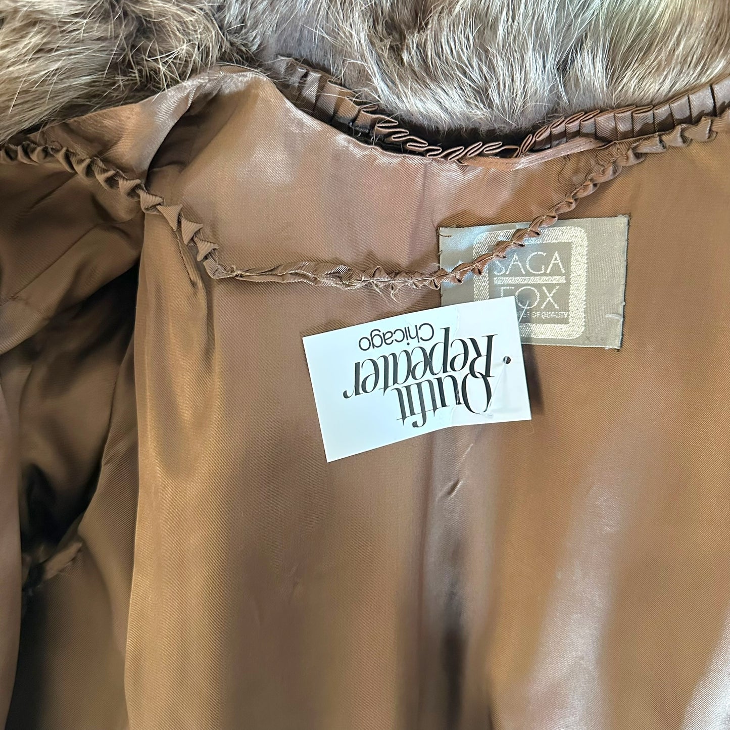 Vintage Saga Brown & Green Fox Fur Coat