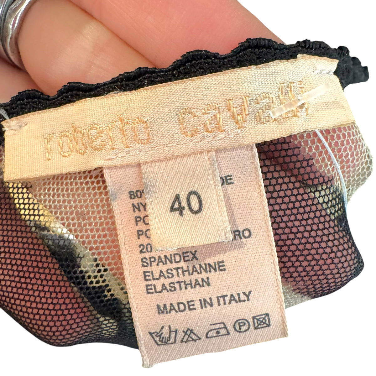 Roberto Cavalli Sheer Mesh Zebra Print Bustier Top