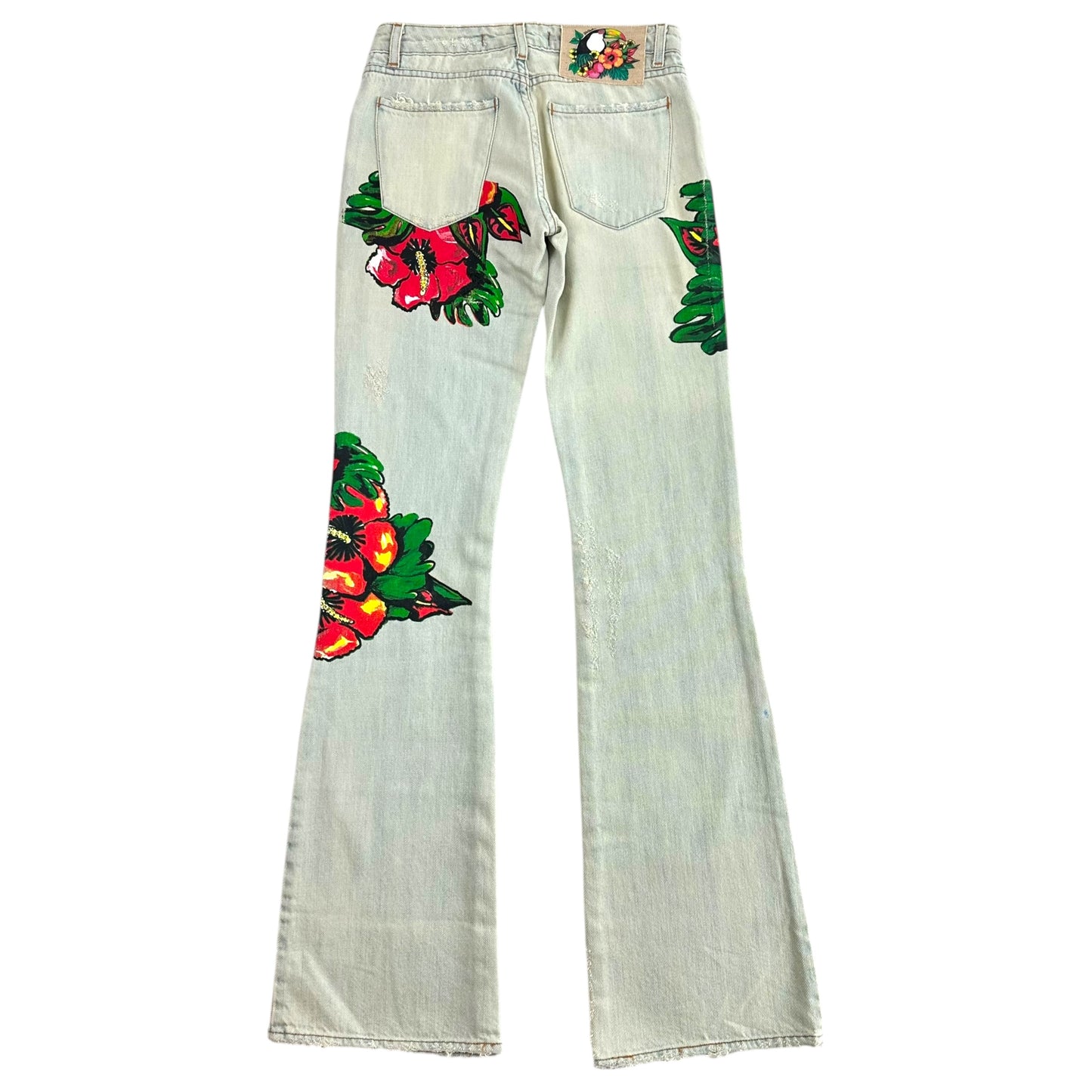 Just Cavalli Roberto Cavalli Hibiscus Embroidered Jeans NEW