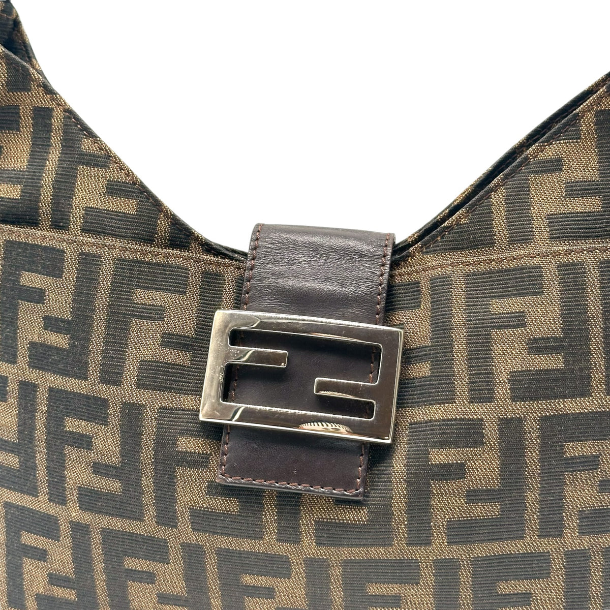 Fendi Brown Zucca Monogram Shoulder Baguette Bag