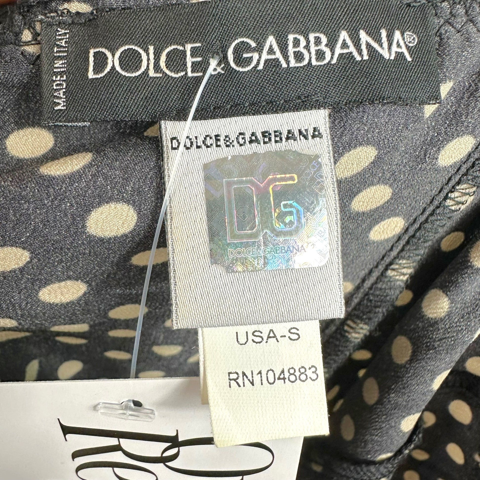 Dolce & Gabbana Black Ivory Silk Lace Polka Dot Bustier Cami
