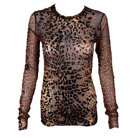 Jean Paul Gaultier Leopard Print Mesh Longsleeve Top