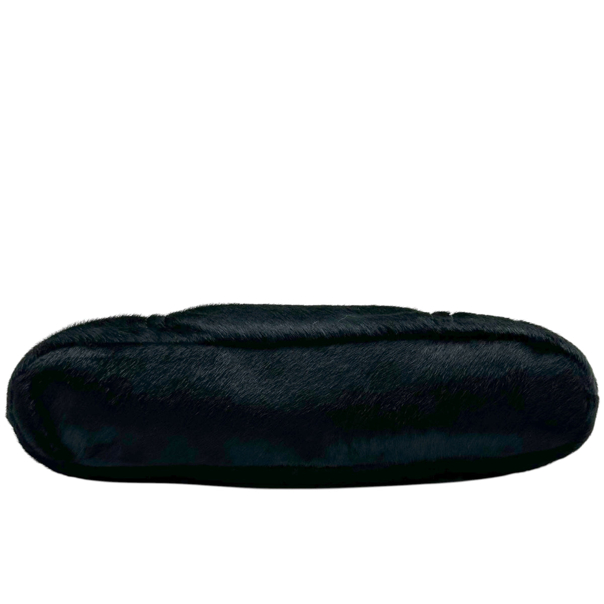 Chanel Black Ruched Ponyhair Handbag with Kisslock Closure