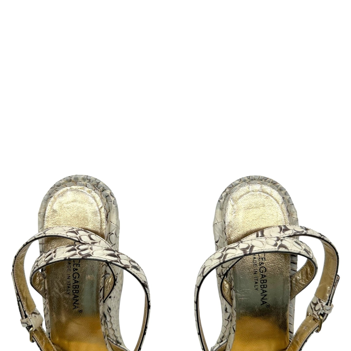 Dolce & Gabbana S/S 2005 Ivory Python Wedge Sandals