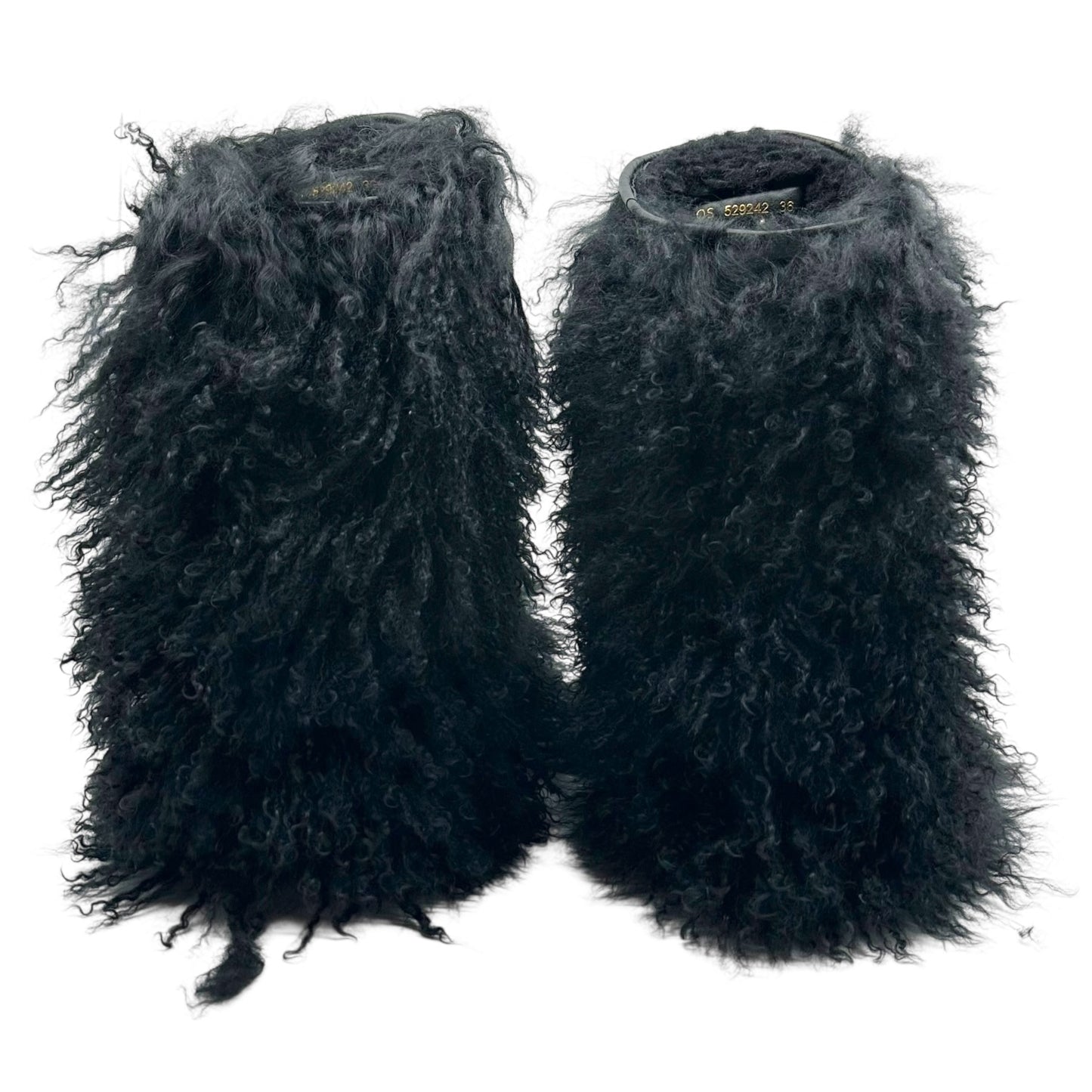 Saint Laurent Black Mongolian Lamb Fur Moon Boots