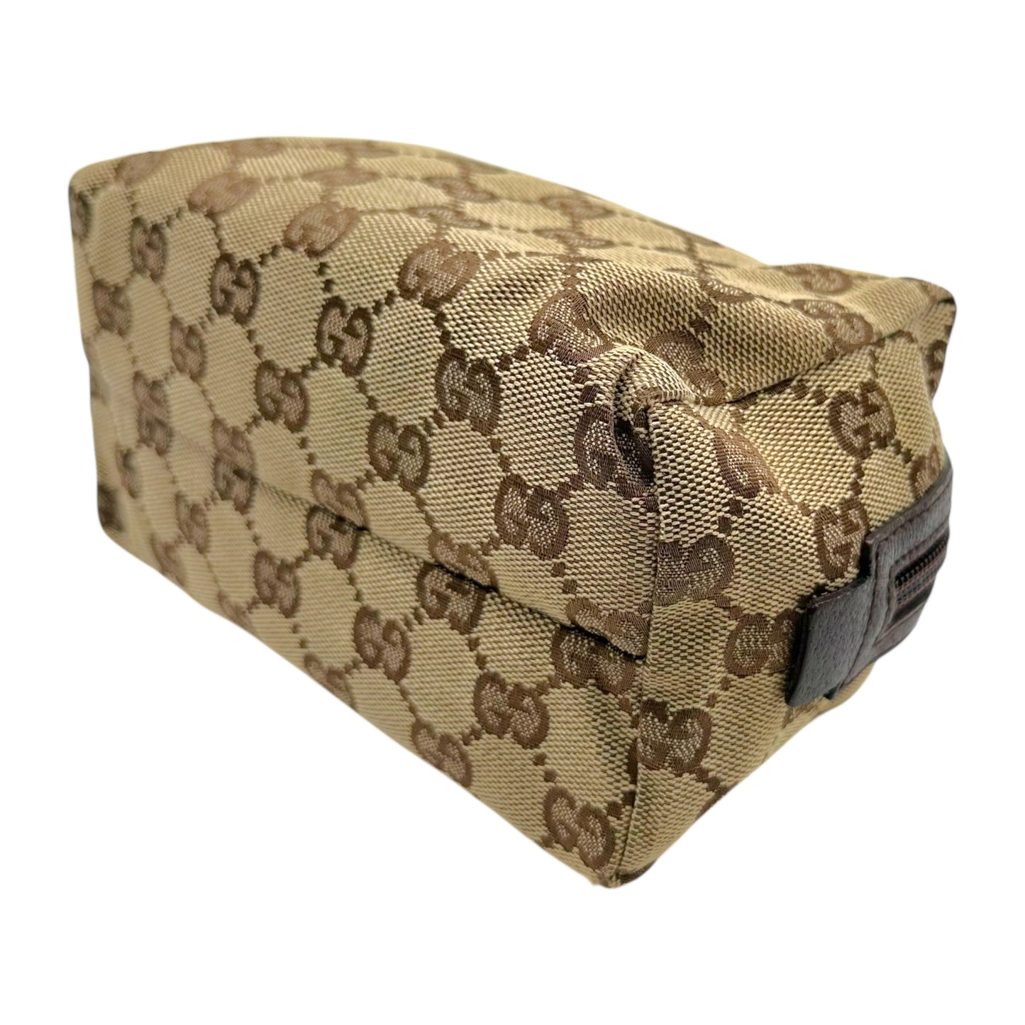Gucci Cosmetic Pouch Tan Monogram Brown Leather