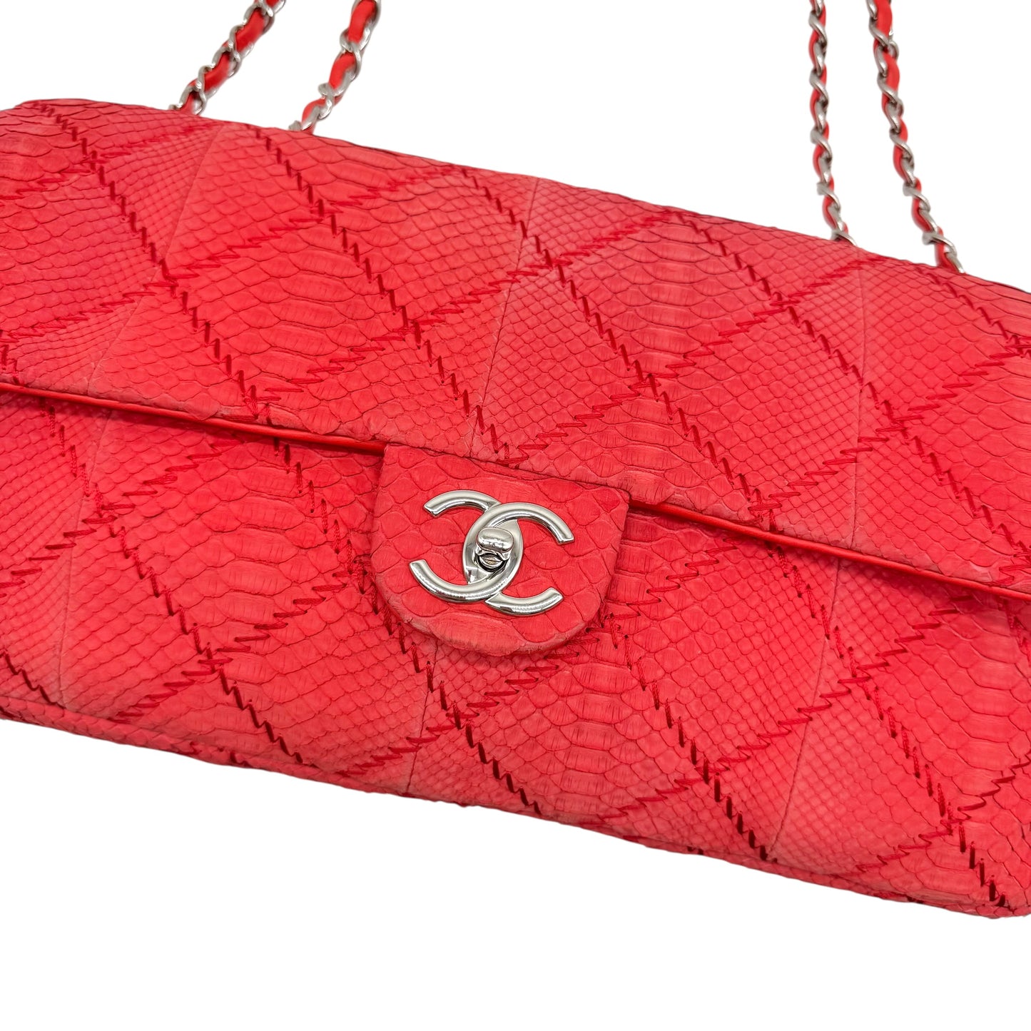 Chanel Red Python Wild Stitch Large Flap Bag