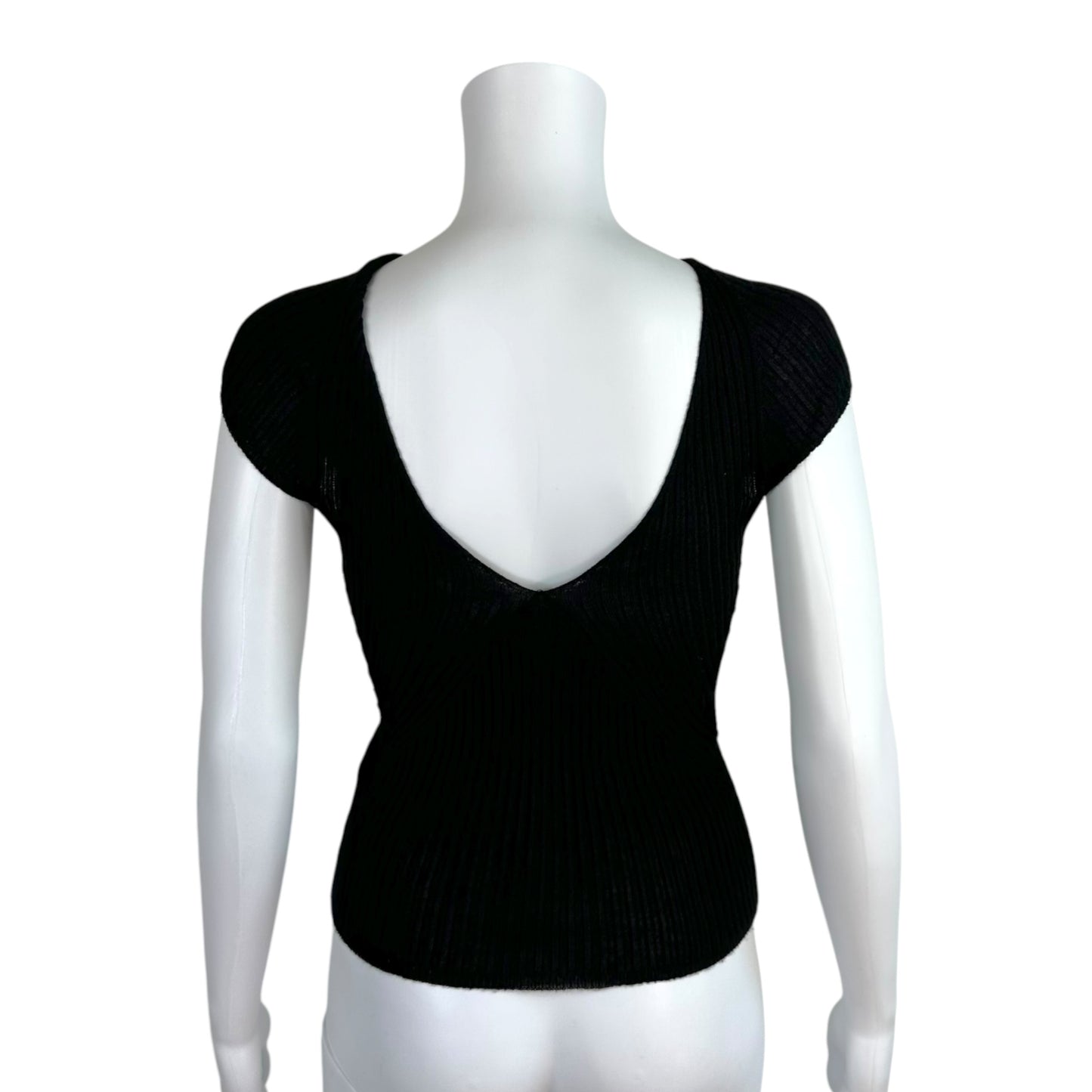 Chanel Black Cashmere Silk Open Back Knit Top