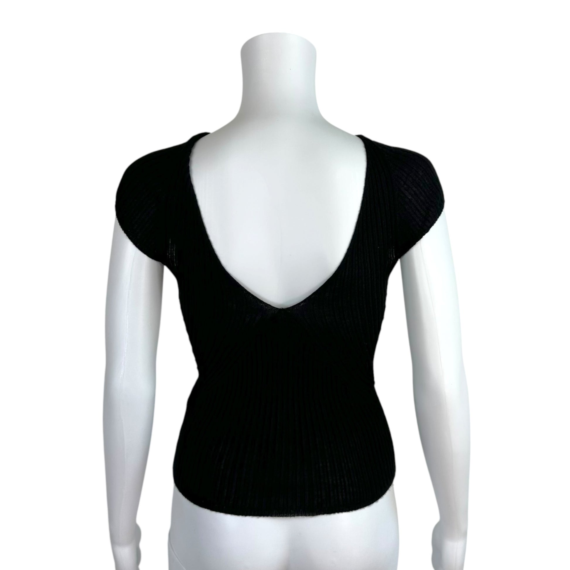 Chanel Black Cashmere Silk Open Back Knit Top