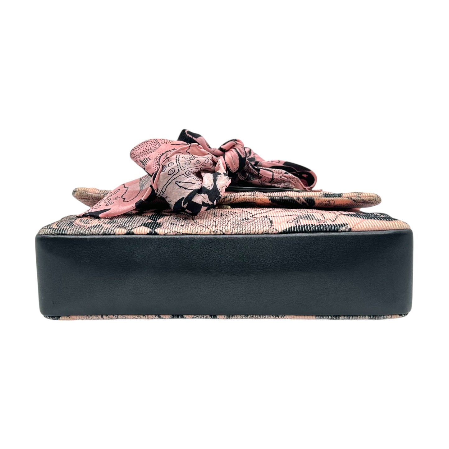 Chanel Pink & Black Corduroy Printed Limited Edition Flap Bag 2018-19