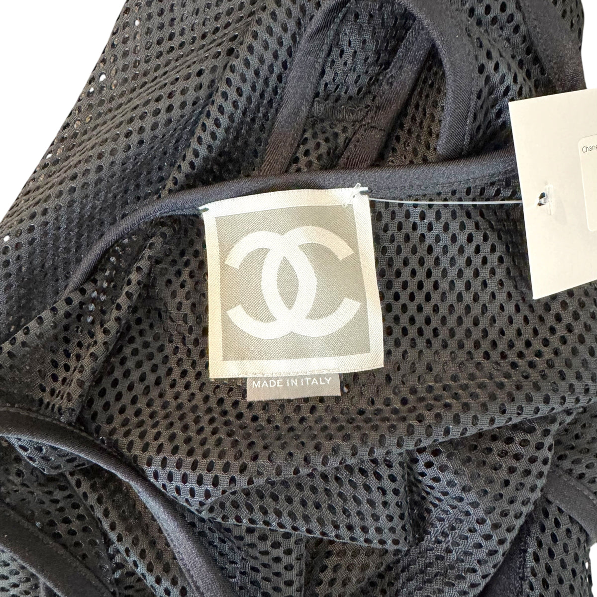 Chanel Black Mesh Logo Back Tank Top
