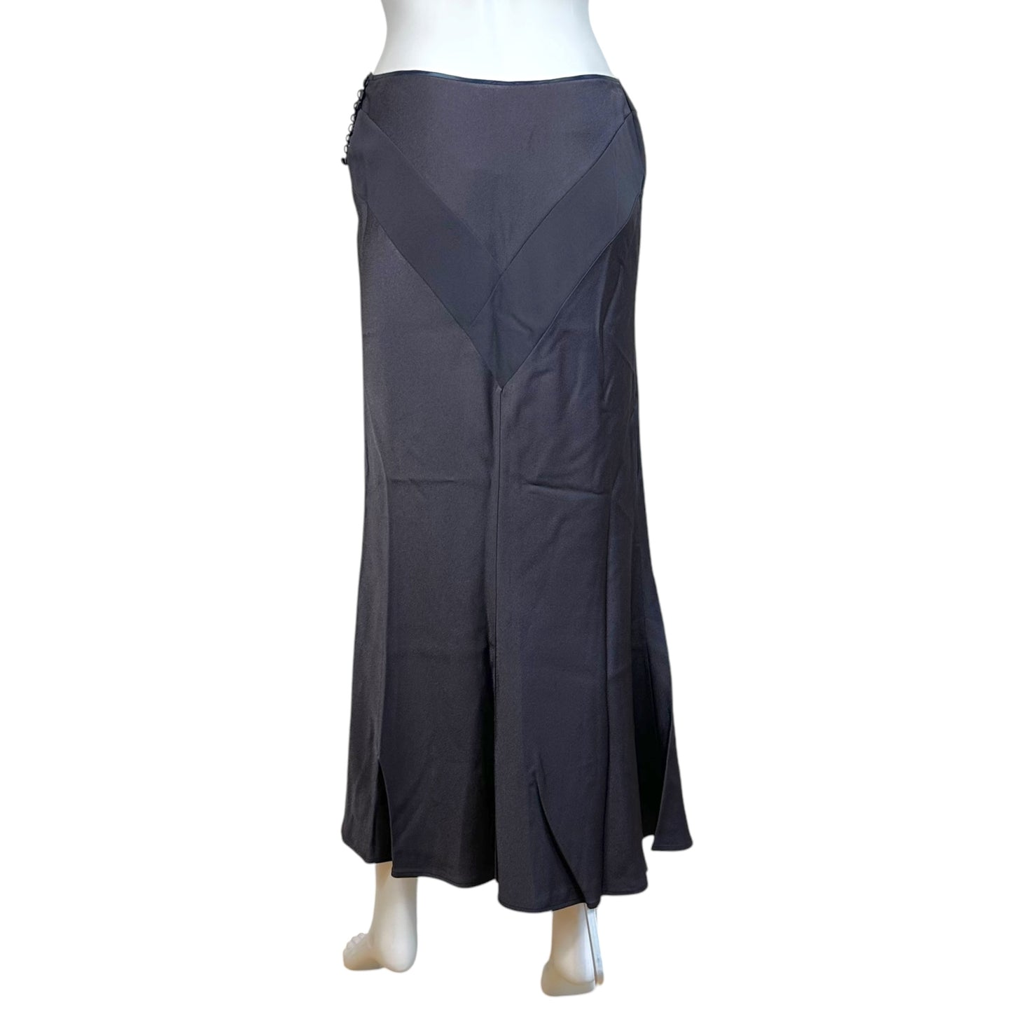 John Galliano Spring 2001 Deep Purple Paneled Satin Maxi Skirt