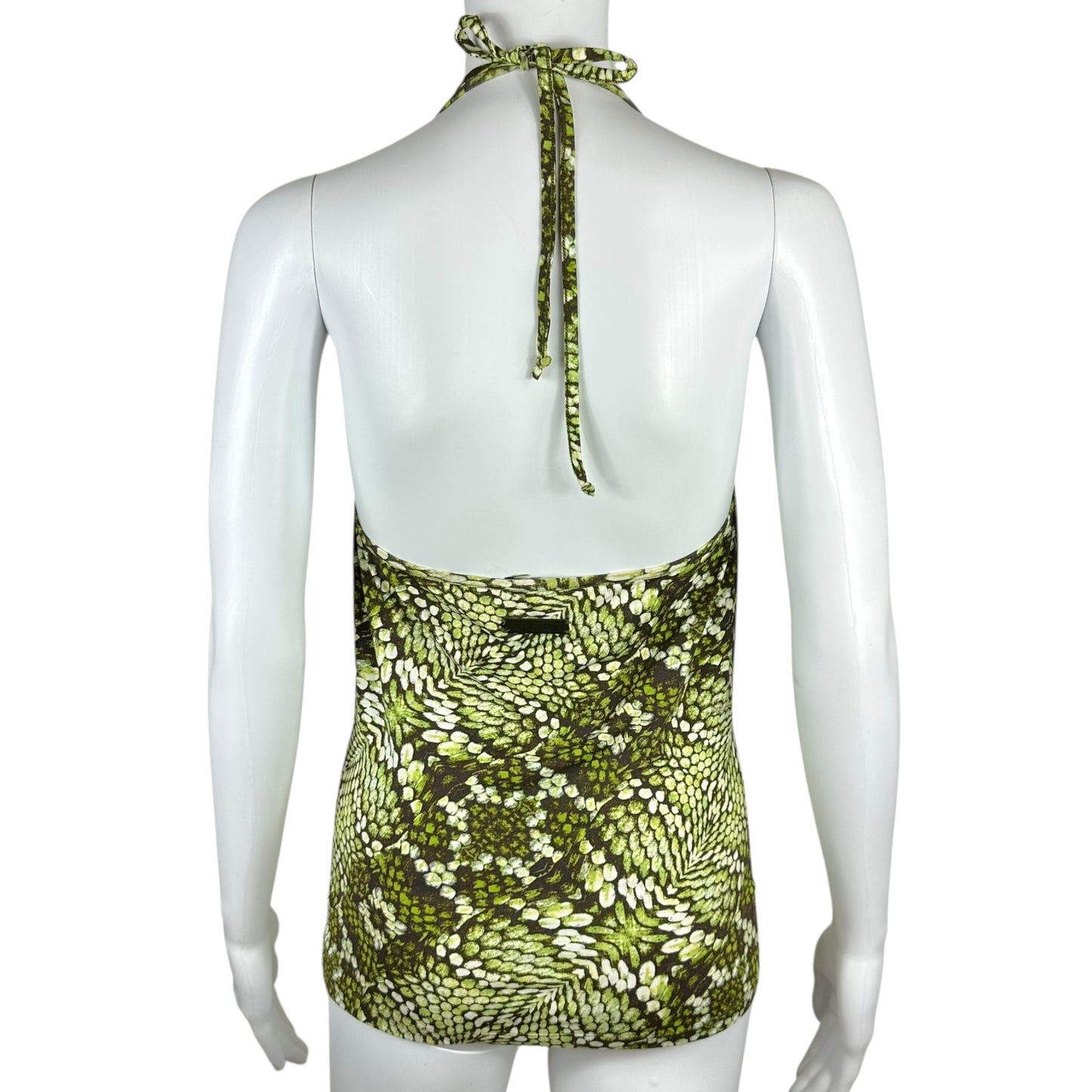 Just Cavalli Roberto Cavalli Green Snake Print Halter Top - Outfit Repeater