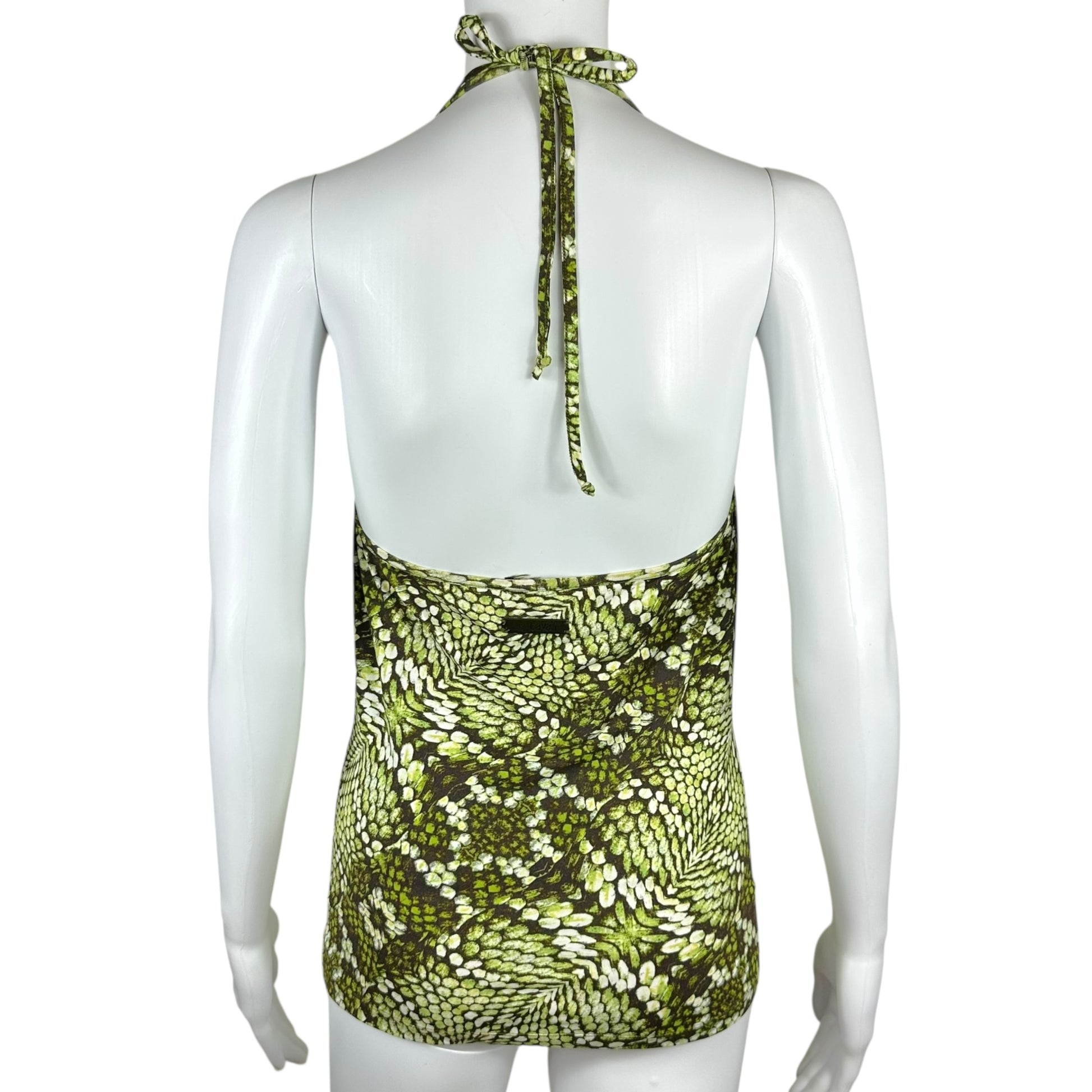 Just Cavalli Roberto Cavalli Green Snake Print Halter Top - Outfit Repeater
