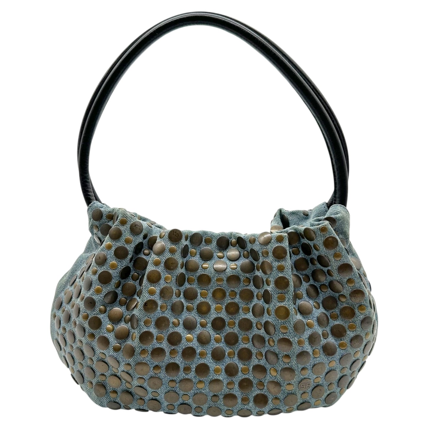 Sonia Rykiel Denim & Brass Studded Domino Bag
