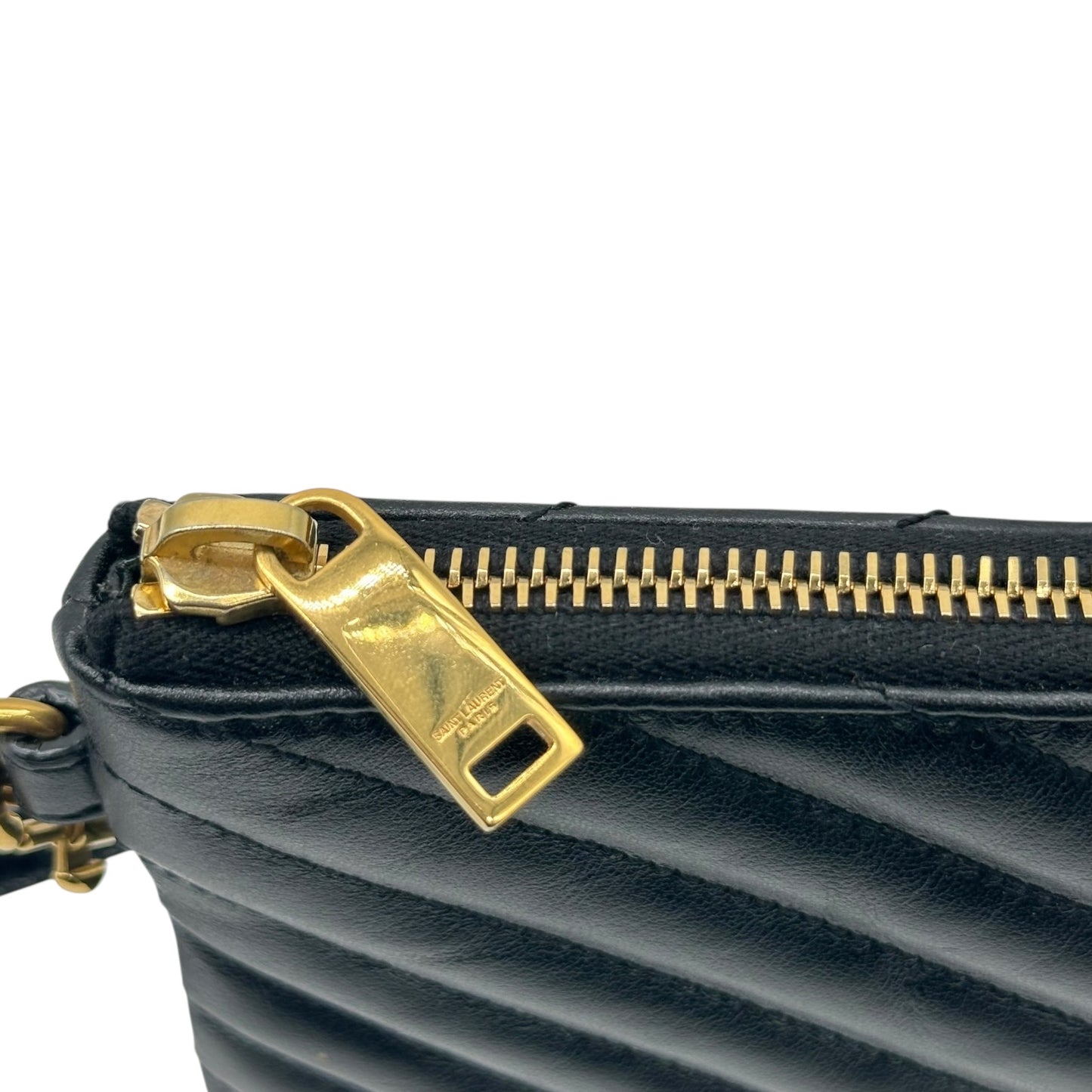 Saint Laurent Paris Black Quilted Small Logo Clutch