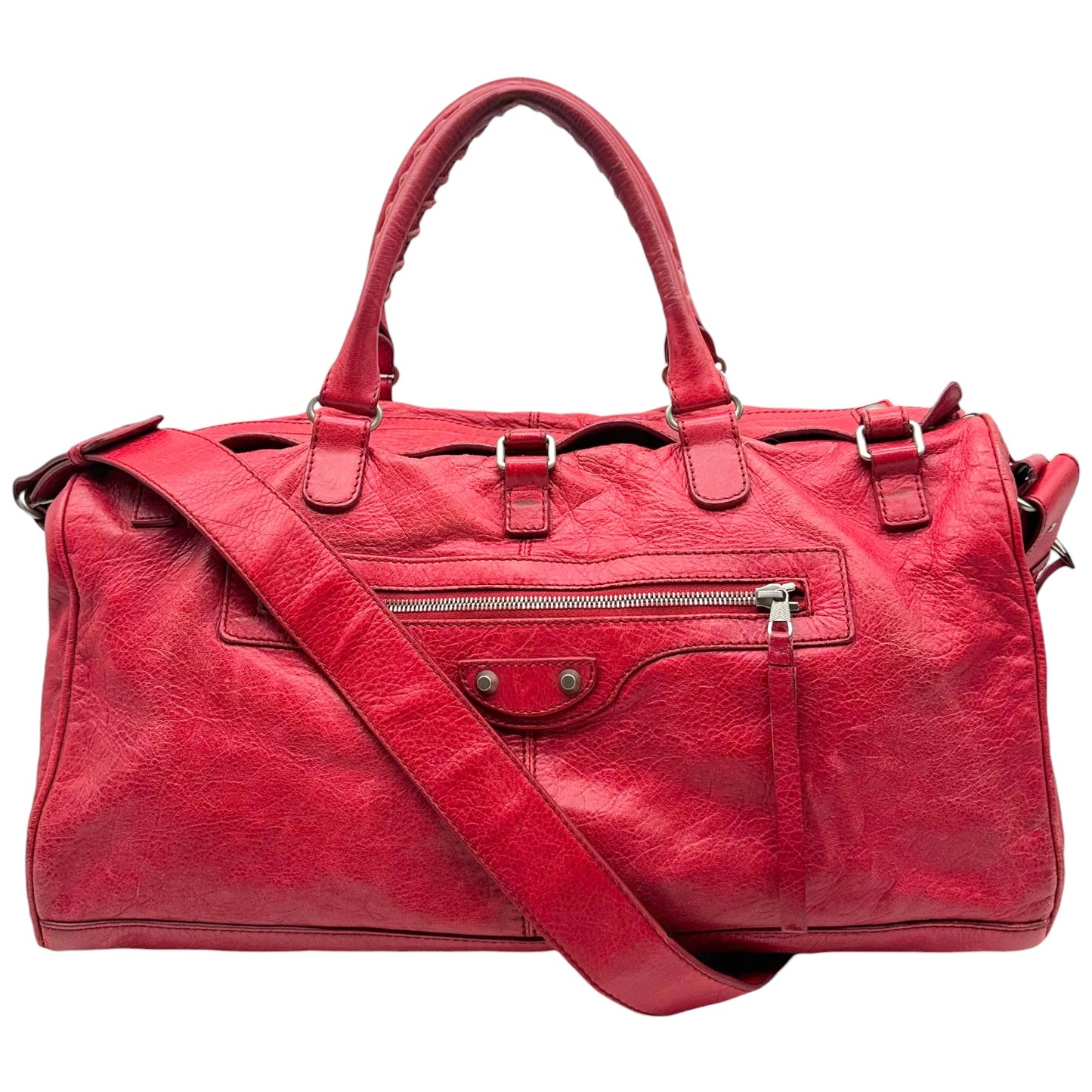 Balenciaga Red Leather City Small 2-Way Duffle Bag