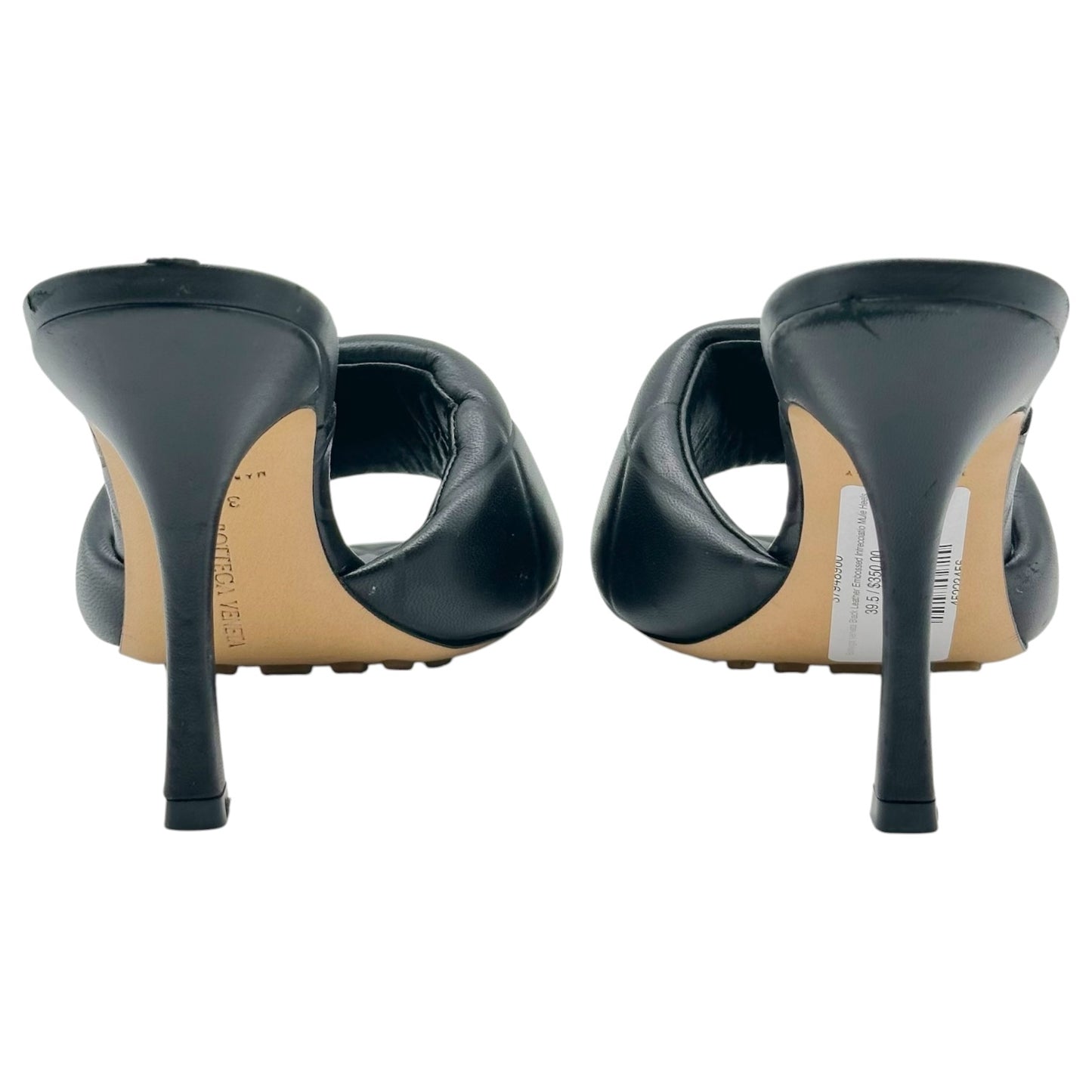 Bottega Veneta Black Leather Intrecciato Mule Heels