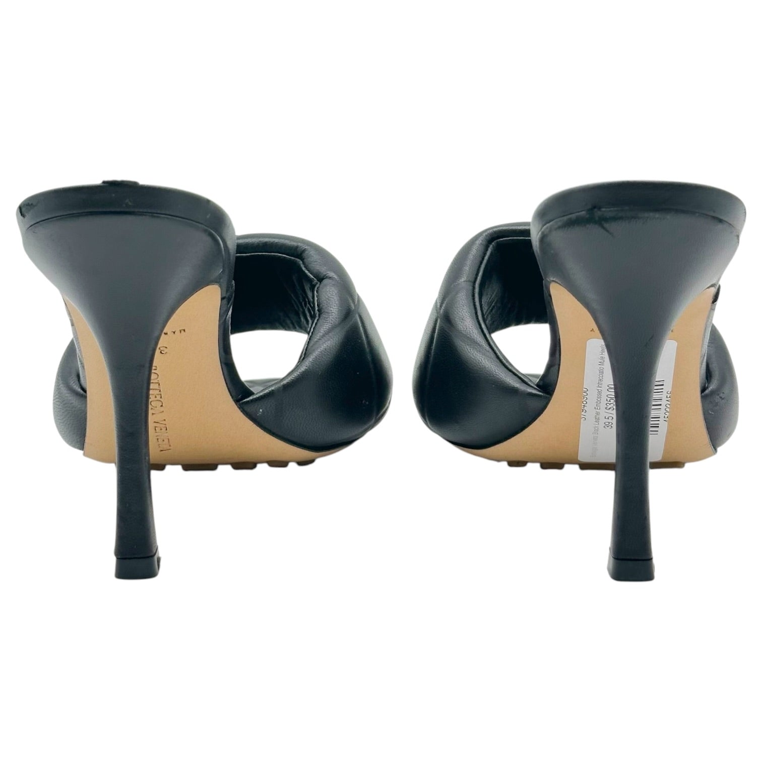 Bottega Veneta Black Leather Intrecciato Mule Heels