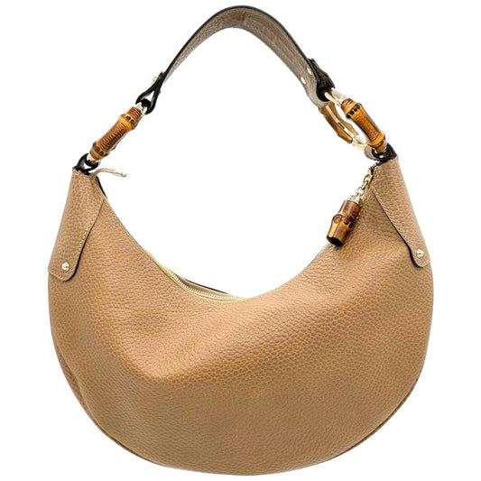 Gucci Tan Leather & Bamboo Crescent Bag