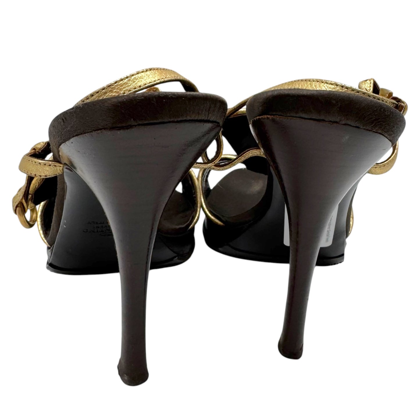 Valentino Garvani Turquoise Gold Embroidered Sandal Heels