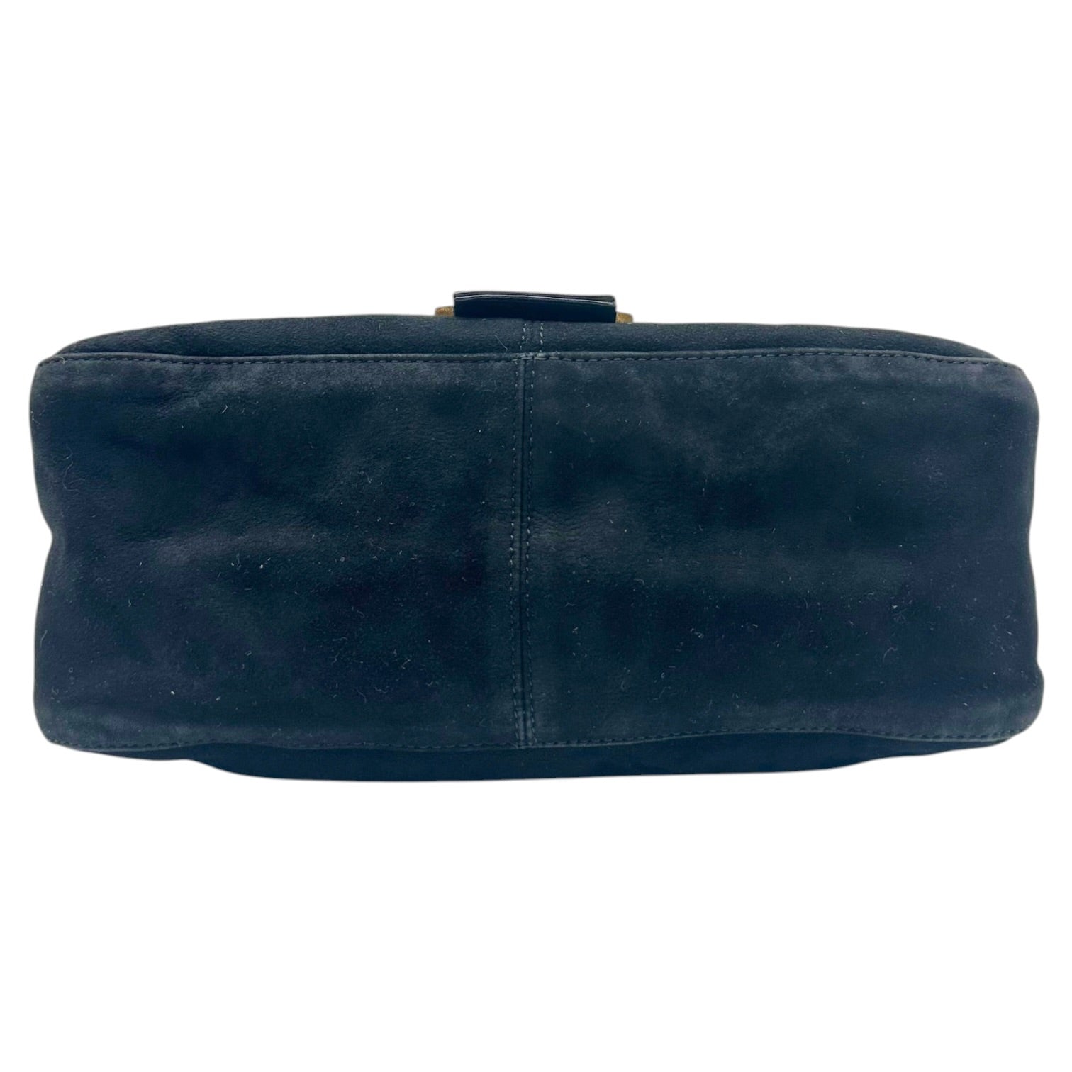 Fendi Black Suede Baguette Bag With Red Glitter Buckle