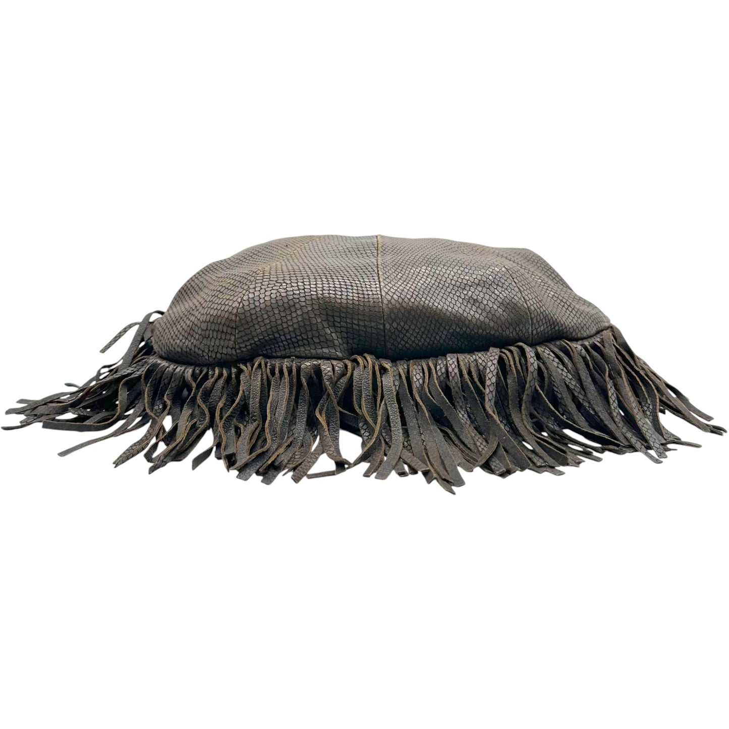 Jimmy Choo Brown Snakeskin Embossed Hobo Bag with Fringe