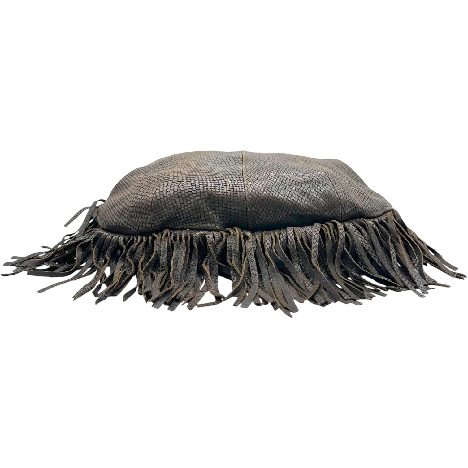 Jimmy Choo Brown Snakeskin Embossed Hobo Bag with Fringe
