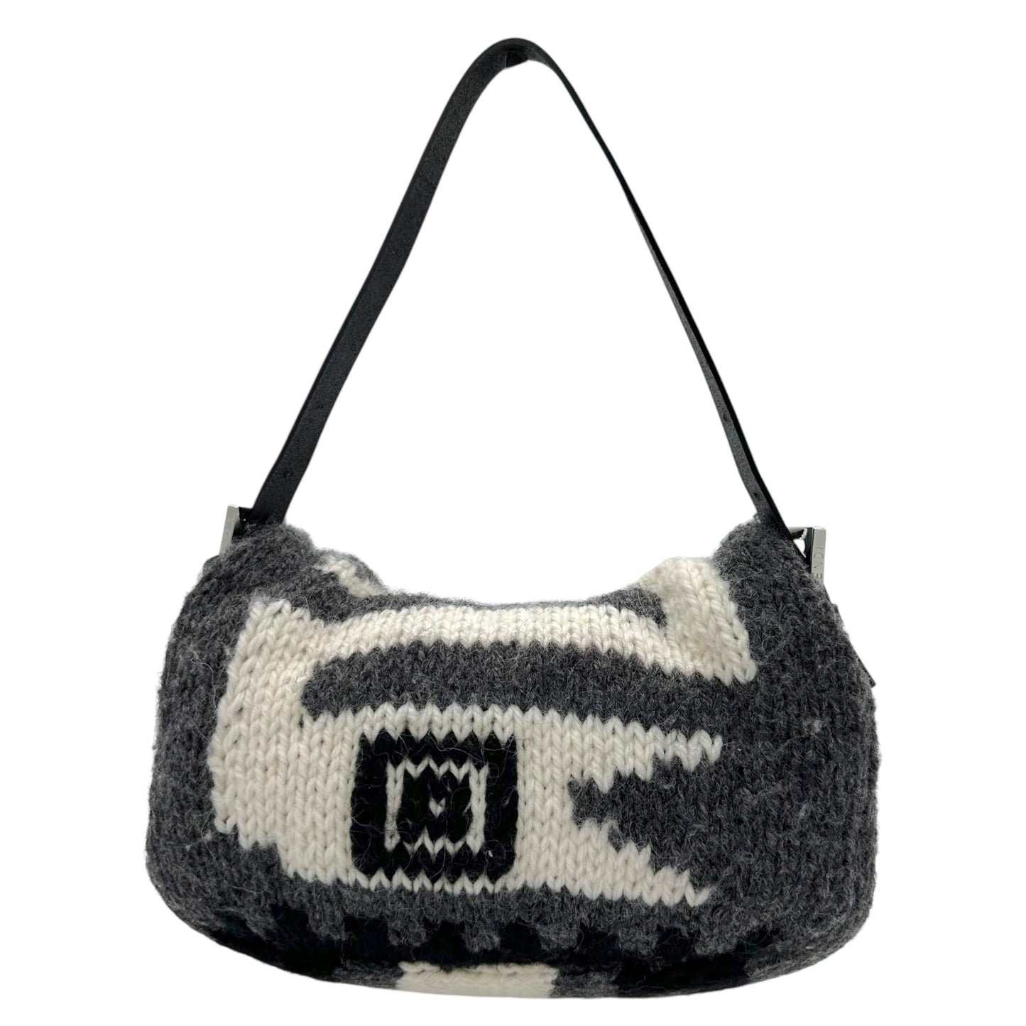 Fendi Patterned Wool Knint Baguette Bag