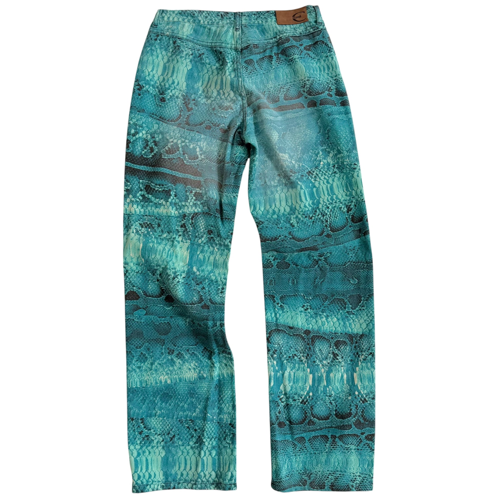 Roberto Cavalli Snakeskin Print Jeans Bright Blue