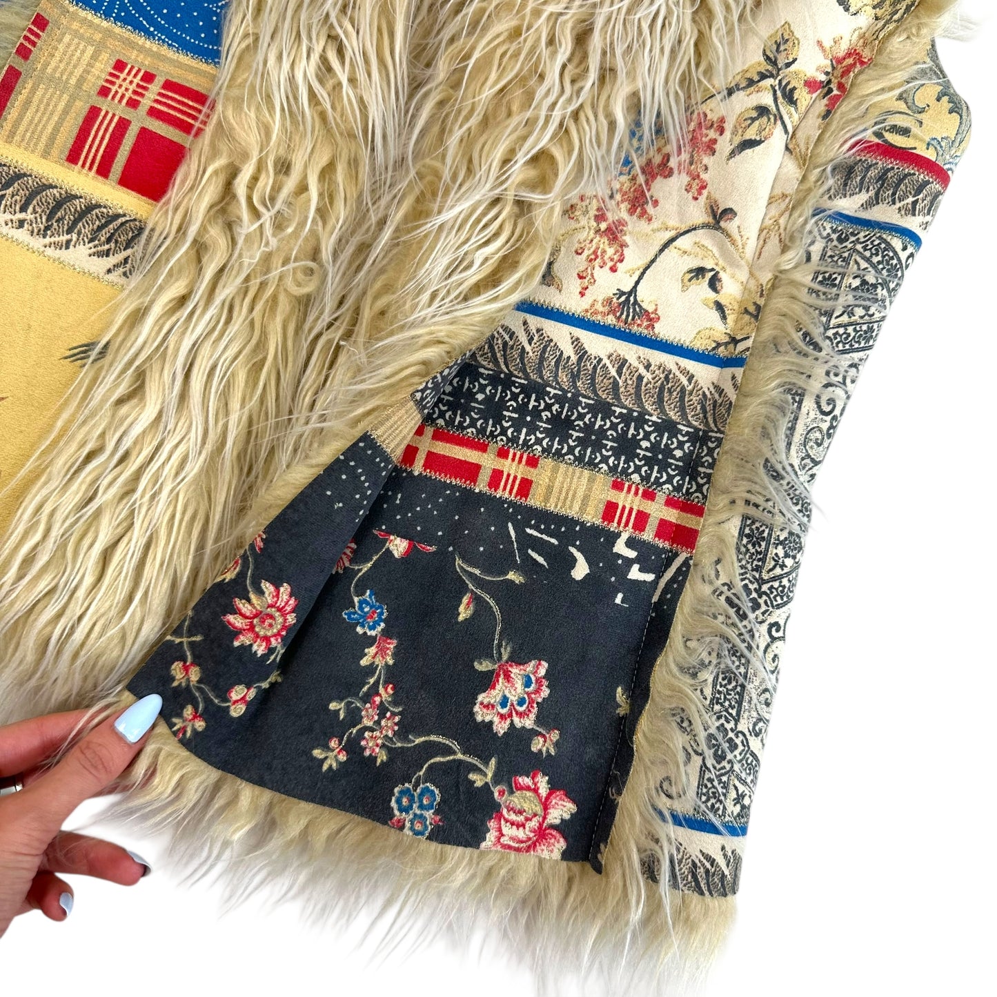 Just Cavalli Roberto Cavalli Faux Sheepskin Printed Vest