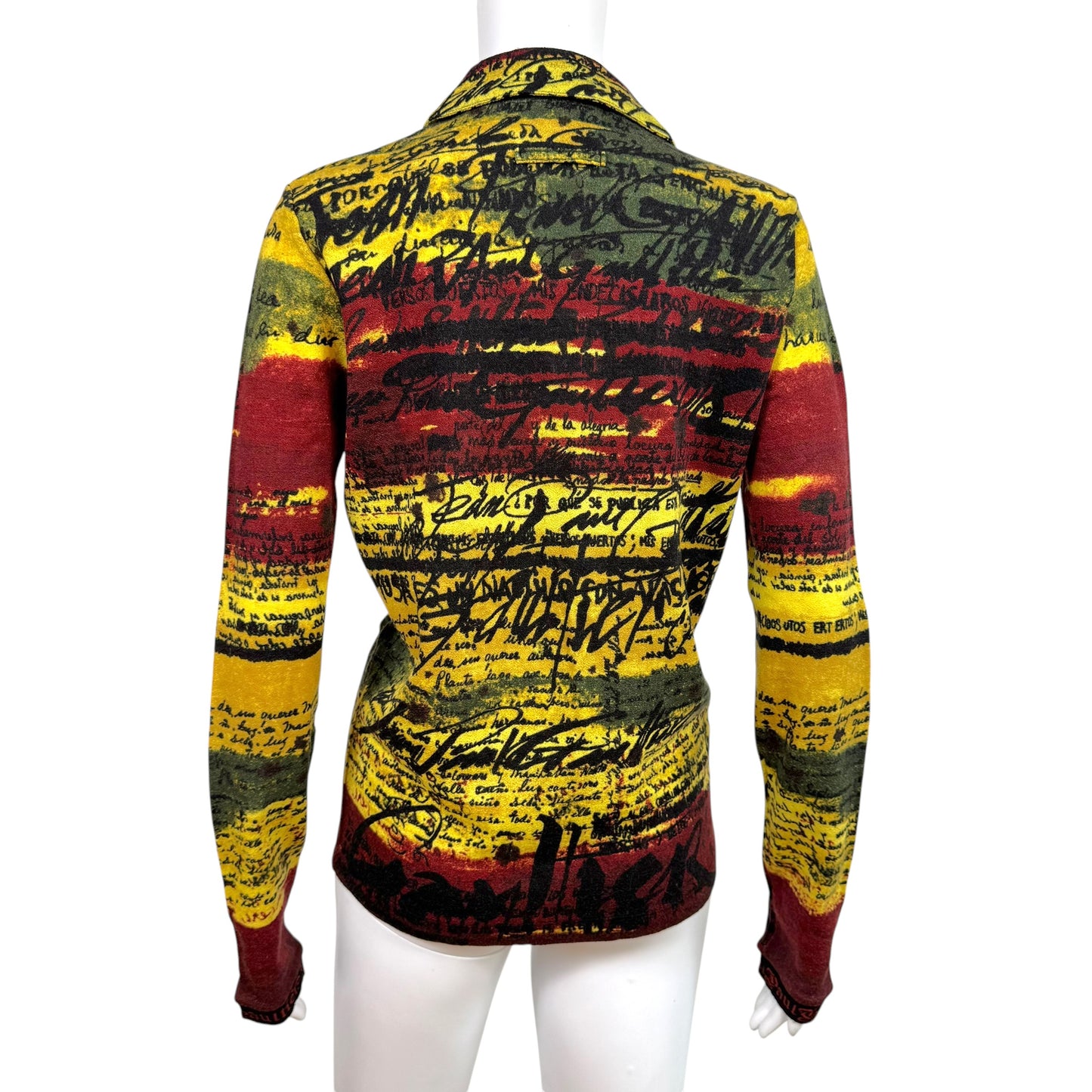 Jean Paul Gaultier Rasta Colored Logo Print Knit Cardigan