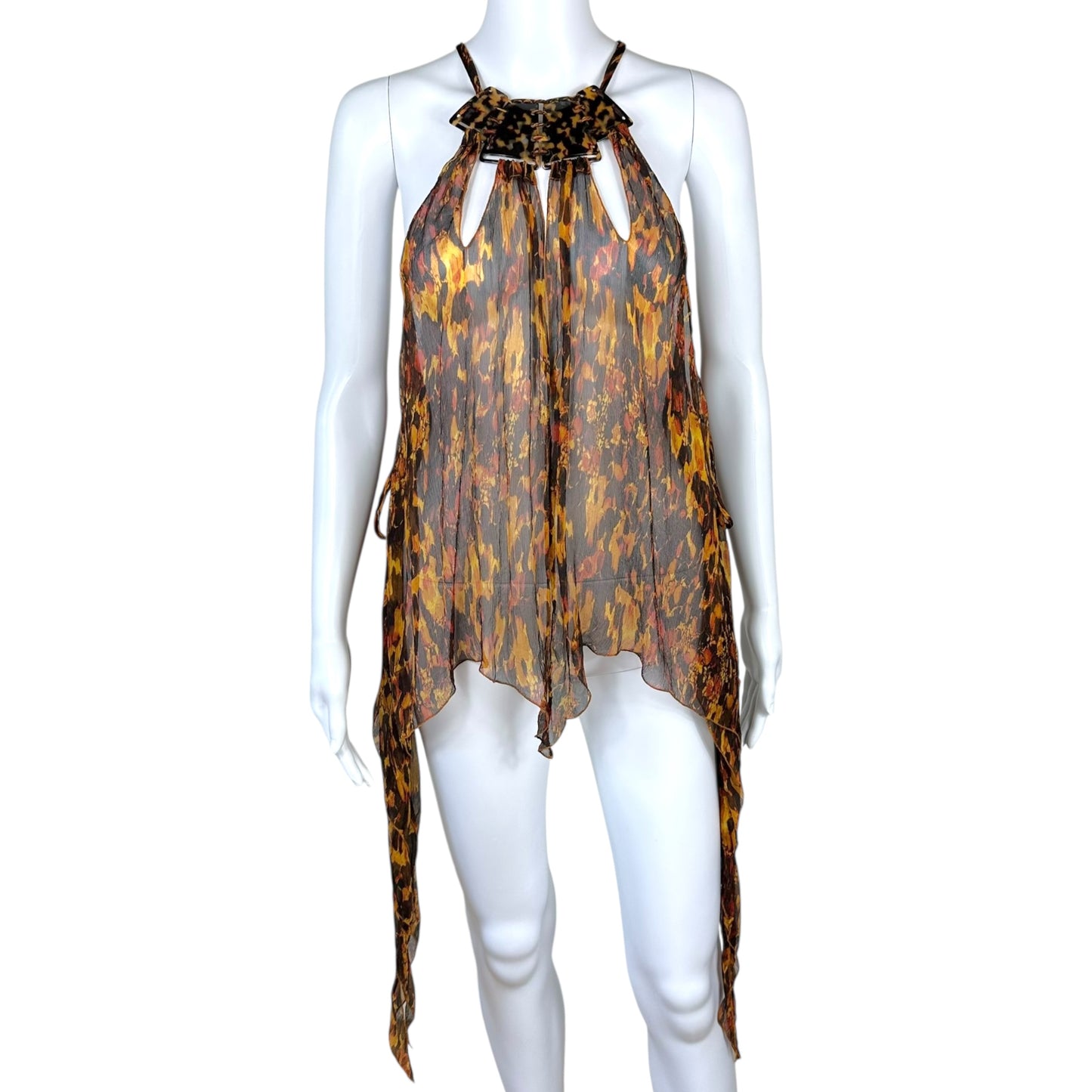 Jean Paul Gaultier Silk Asymmertical High Neck Blouse